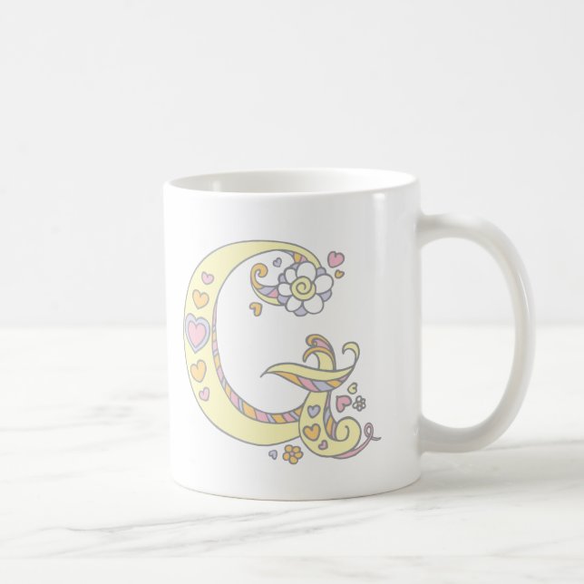 Decorative Monogram G Herz und Blume Tasse (Rechts)