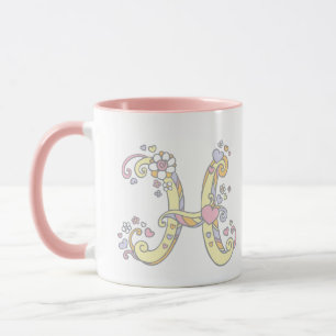 Decorative Monogram H Herz und Blume Tasse
