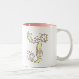Decorative Monogram J Herz und Blume Tasse