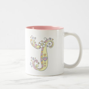 Decorative Monogram J Herz und Blume Tasse
