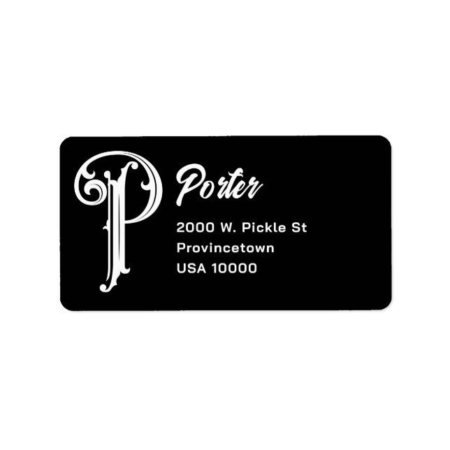 Decorative Monogram P-Adresse Adressaufkleber (Vorne)