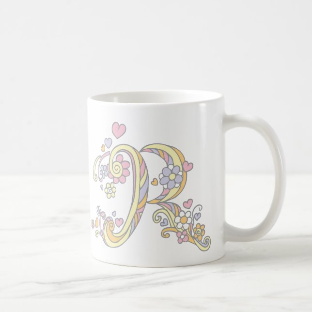 Decorative Monogram R Herz und Blume Tasse (Rechts)