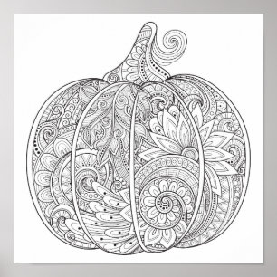 Decorative Pumpkin Doodle 2 Poster