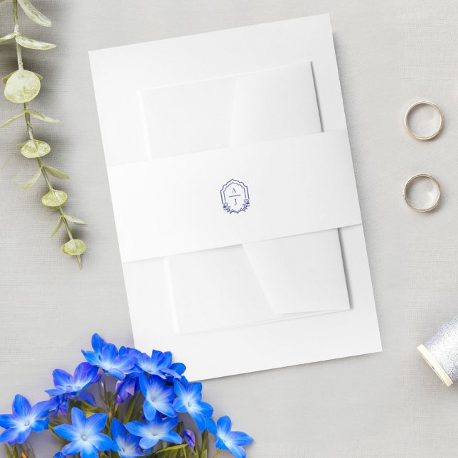 Decorative Rahmen für die Hochzeitsmonographie Einladungsbanderole (Decorative Frame Custom Floral Wedding Monogram Invitation Belly Band)