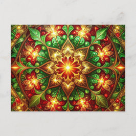 Decorative Red Green Christmas Holiday Postcard Postkarte