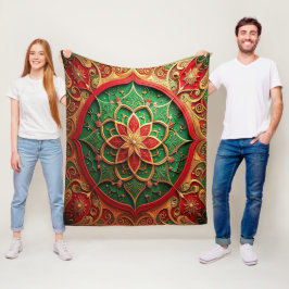 Decorative Red Green Fleece Blanket
