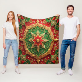 Decorative Red Green Fleece Blanket
