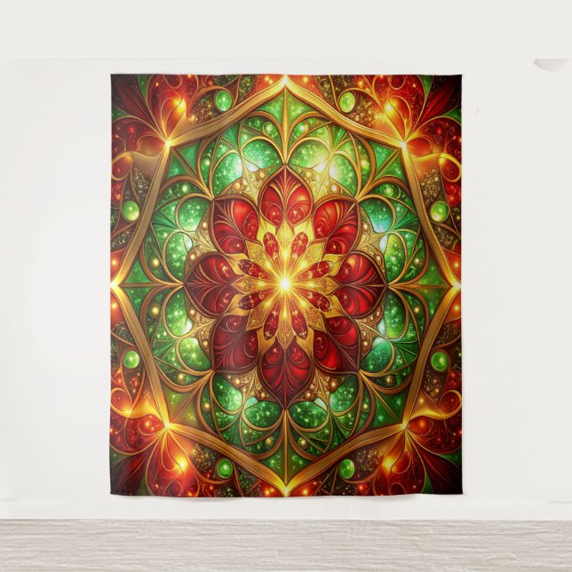 Decorative Red Green Holiday Backdrop Wandteppich (Vorderseite)