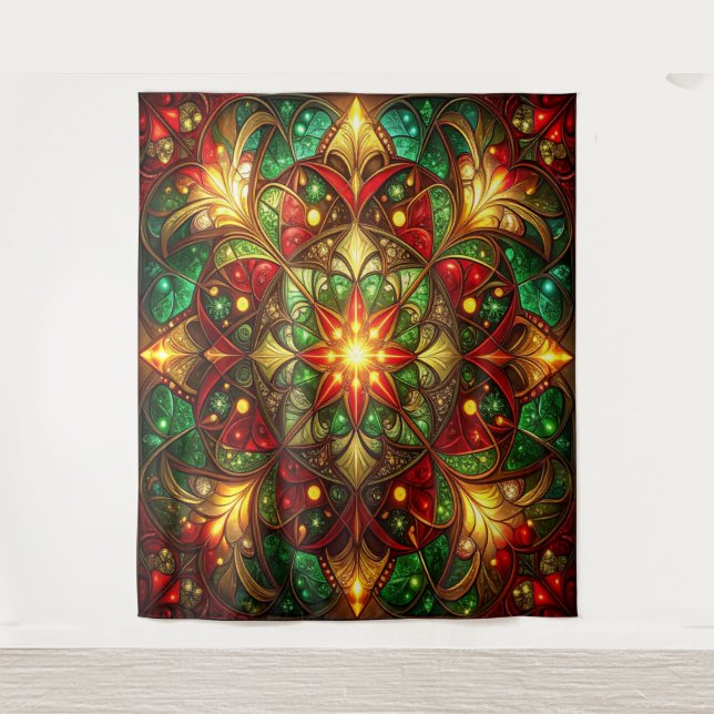 Decorative Red Green Holiday Backdrop Wandteppich (Vorderseite)