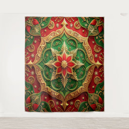 Decorative Red Green Holiday Backdrop Wandteppich