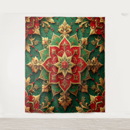 Decorative Red Green Holiday Backdrop Wandteppich