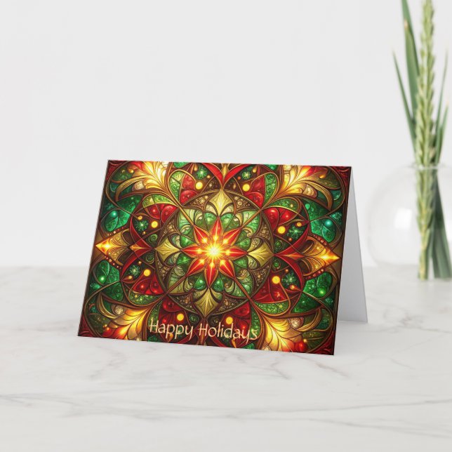 Decorative Red Green Holiday Card Karte (Vorderseite)