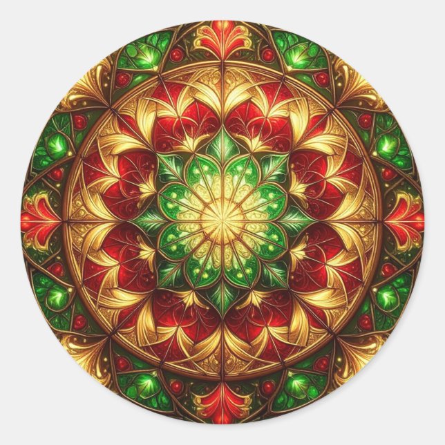 Decorative Red Green Holiday Sticker (Vorderseite)
