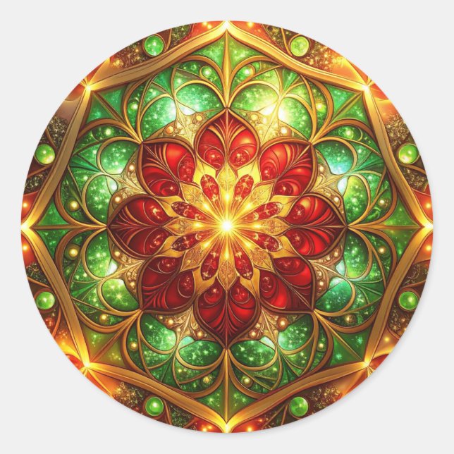 Decorative Red Green Holiday Sticker (Vorderseite)