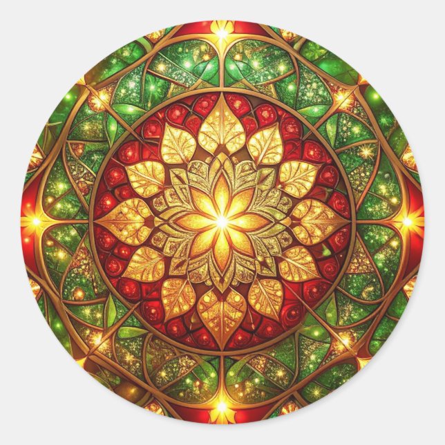 Decorative Red Green Holiday Sticker (Vorderseite)