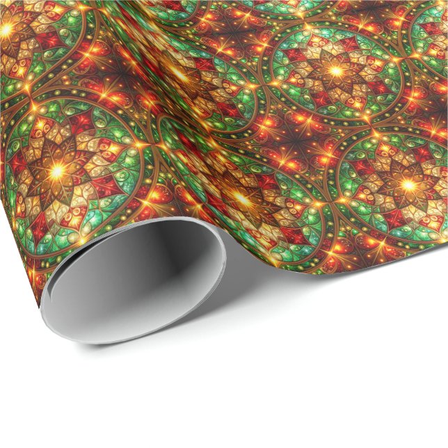 Decorative Red Green Holiday Wrapping Paper Geschenkpapier (Rolleneckpunkt)