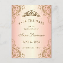 Decorative Rose Gold Quinceanera Save the Date