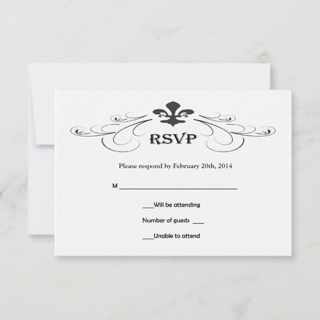 Decorative Scroll Lilie Hochzeit RSVP Cards (Vorderseite)