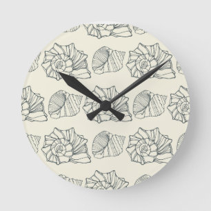 Decorative Shells Pattern Runde Wanduhr