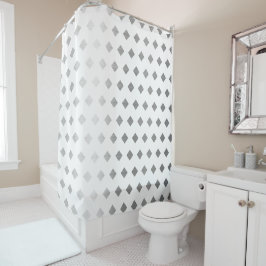 Decorative Silver Gray White Diamond Pattern Duschvorhang