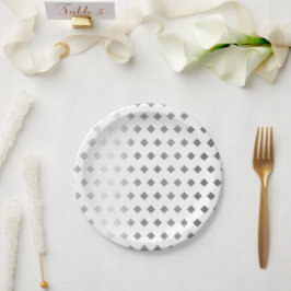 Decorative Silver Gray White Diamond Pattern Pappteller