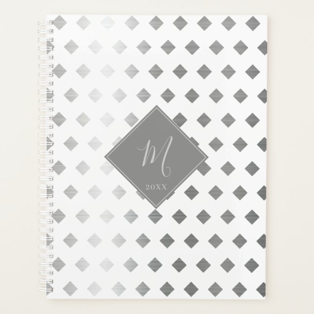 Decorative Silver White Diamond Monogram Planer (Vorderseite)