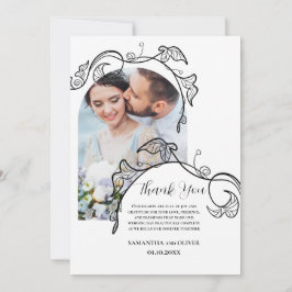 Decorative Simple Photo Wedding Thank You Card Save The Date