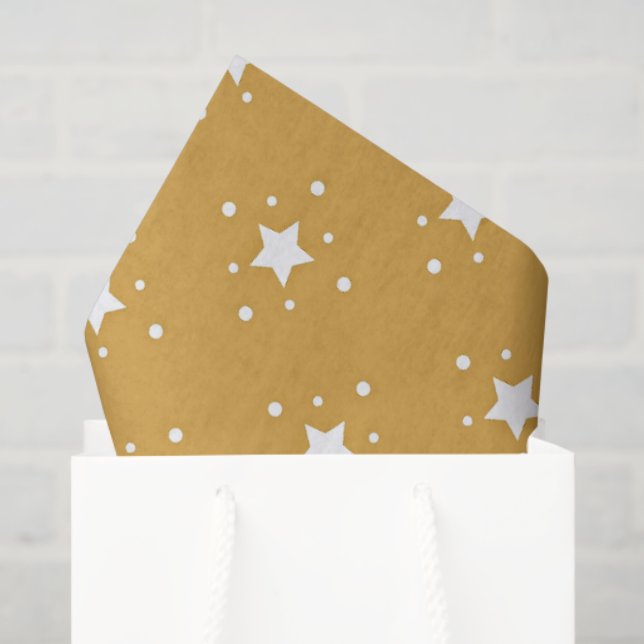 Decorative Stars on Gold Background Seidenpapier (Geschenktüte)