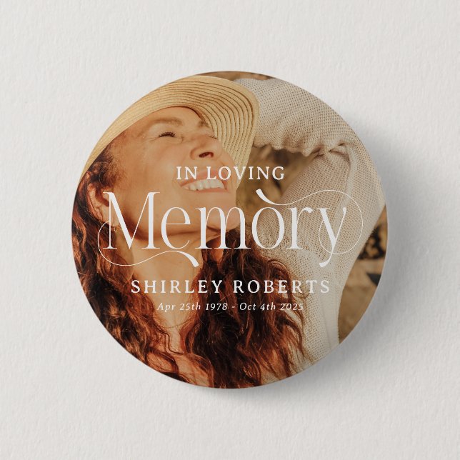 Decorative Typography Photo Sympathy Button (Vorderseite)