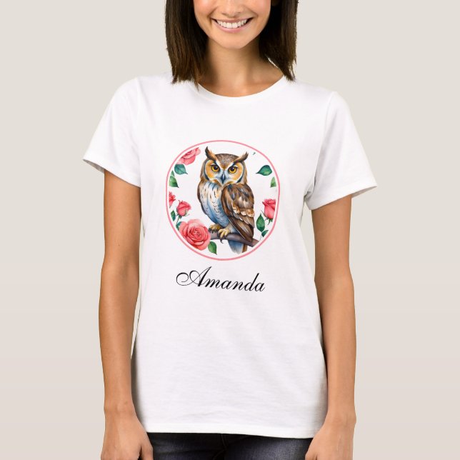 Decorative Wasserfarbe mit Rose T-Shirt (Vorderseite)