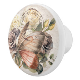 Decorative watercolor floral butterfly French art Keramikknauf