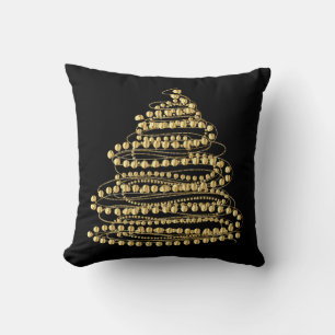Decorative Weihnachts Gold Glitzer Tree Black Thro Kissen