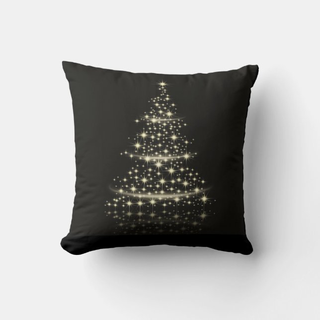 Decorative Weihnachtsgold Glitzer Tree Schwarz Kissen (Vorderseite)