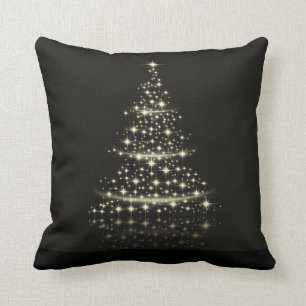 Decorative Weihnachtsgold Glitzer Tree Schwarz Kissen