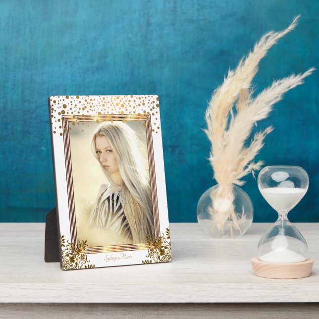 Decorative White & Gold Confetti - DIY Foto Fotoplatte (Seite)