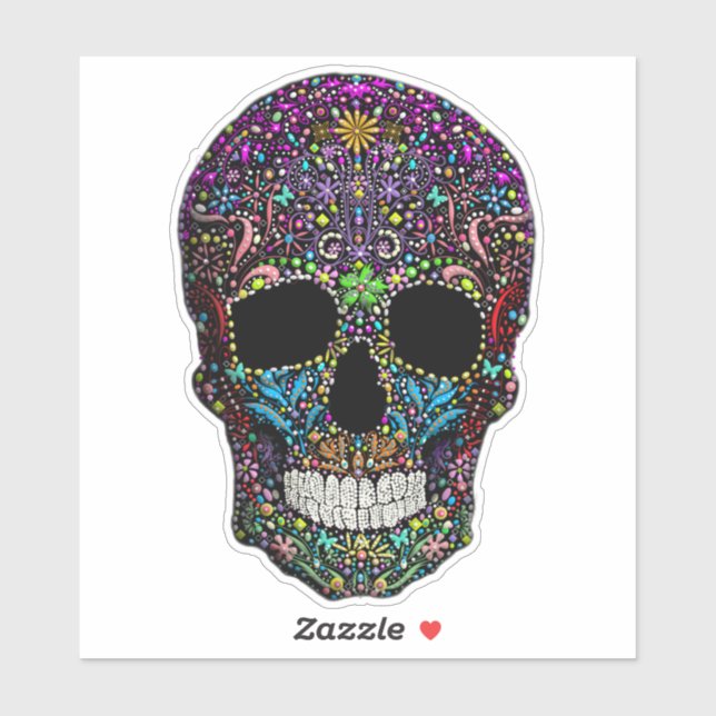 Decorierter Schädel Aufkleber (Blatt)