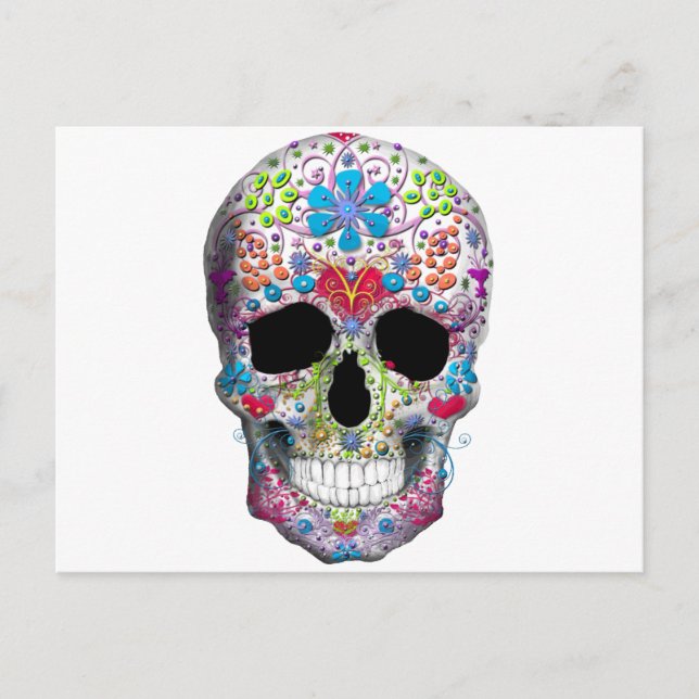Decorierter Schädel Postkarte (Vorderseite)