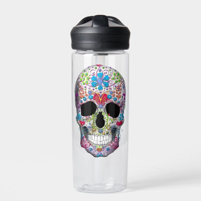 Decorierter Schädel Trinkflasche (Vorderseite)