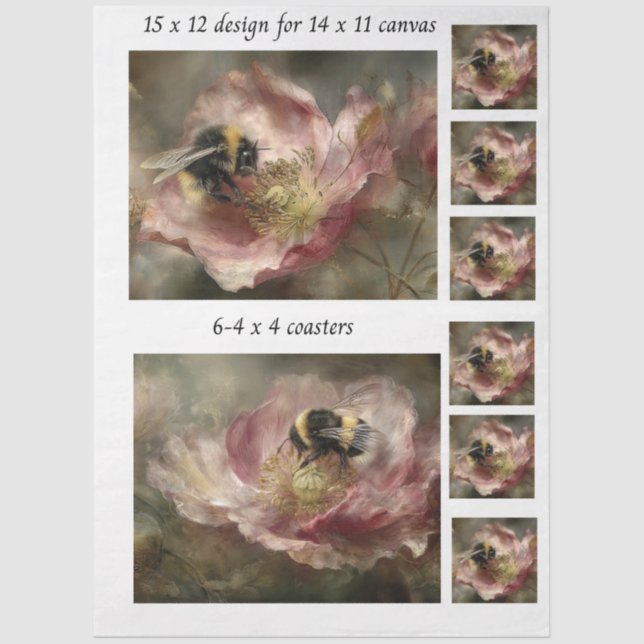 Decoupage 11x14 Design for Canvas Bumble Bee  Seidenpapier (Vorderseite)