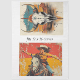 Decoupage 12x16 Cowgirl Roper & Skull Design Seidenpapier