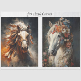 Decoupage 12x16 Horse Duo Stallion Southwestern Seidenpapier