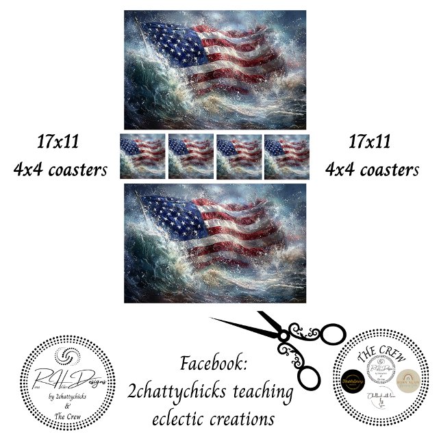 Decoupage 250th American Flag Rising in Ocean  Seidenpapier (Von Creator hochgeladen)