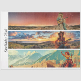 Decoupage 26x6" Cowgirl Western Designs Handsaws Seidenpapier