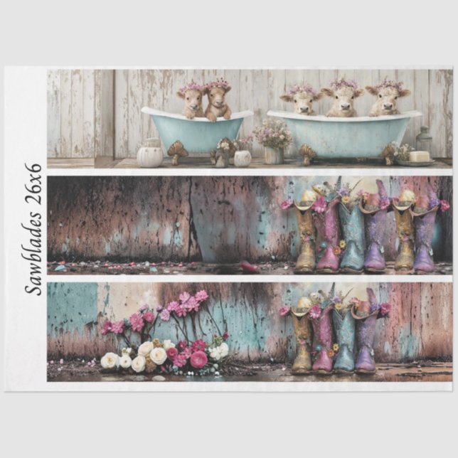Decoupage 26x6" Farmhouse Designs for Handsaws Seidenpapier (Vorderseite)