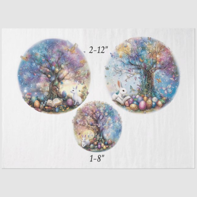 Decoupage 2-12" & 1-8" rounds Easter Egg Tree  Seidenpapier (Vorderseite)