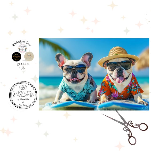 Decoupage 2 Beach Day French Bulldogs Seidenpapier (Von Creator hochgeladen)