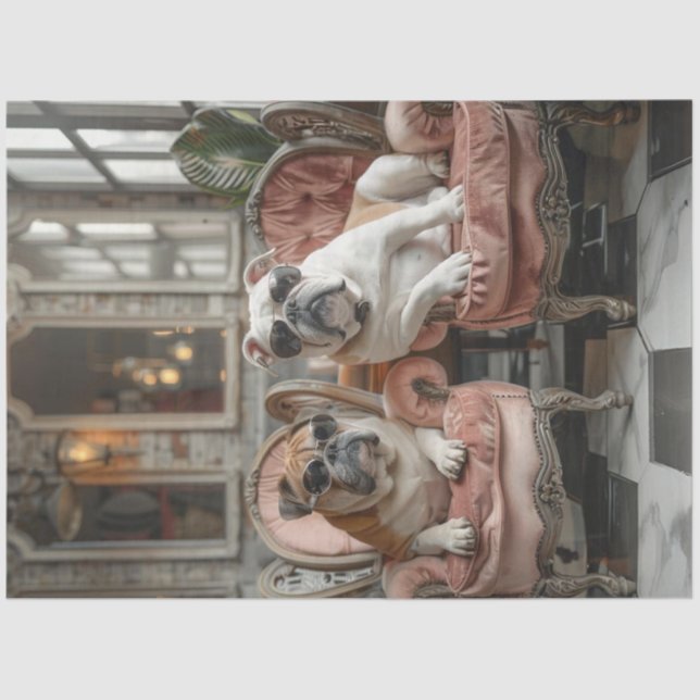 Decoupage 2 Cool English Bulldogs Sonnenbrille Seidenpapier (Vorderseite)