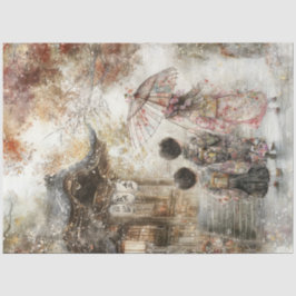 Decoupage 3 Kinder Kimonos & Parasol Seidenpapier