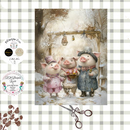 Decoupage 3 kleine Schweine Geschichte Buch Wald  Seidenpapier