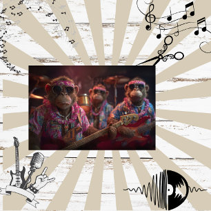 Decoupage 3 Monkey's Tropical Band Seidenpapier
